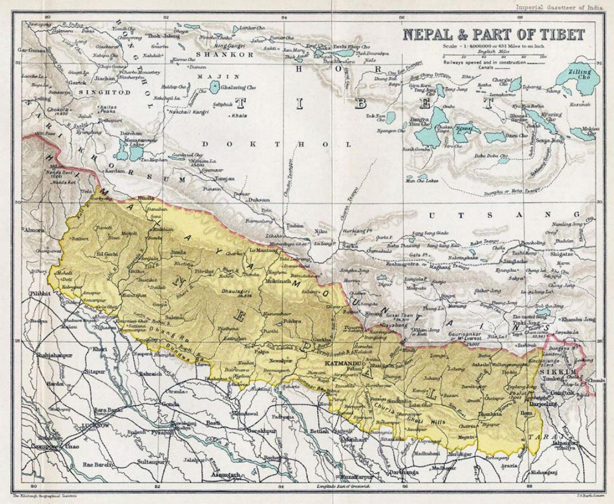மிகவும் பழைய வரைபடம் நேபால்