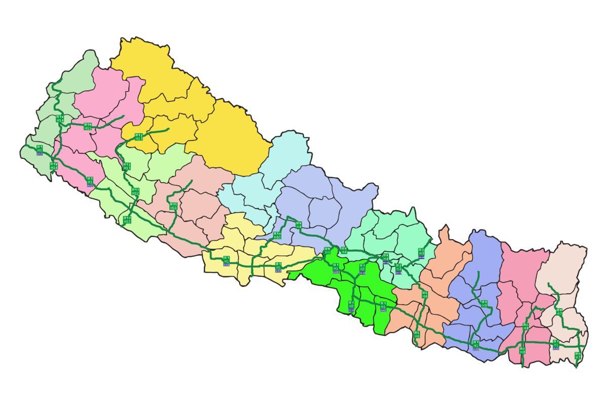 வரைபடம் நேபால் முக்கிய நெடுஞ்சாலைகள்