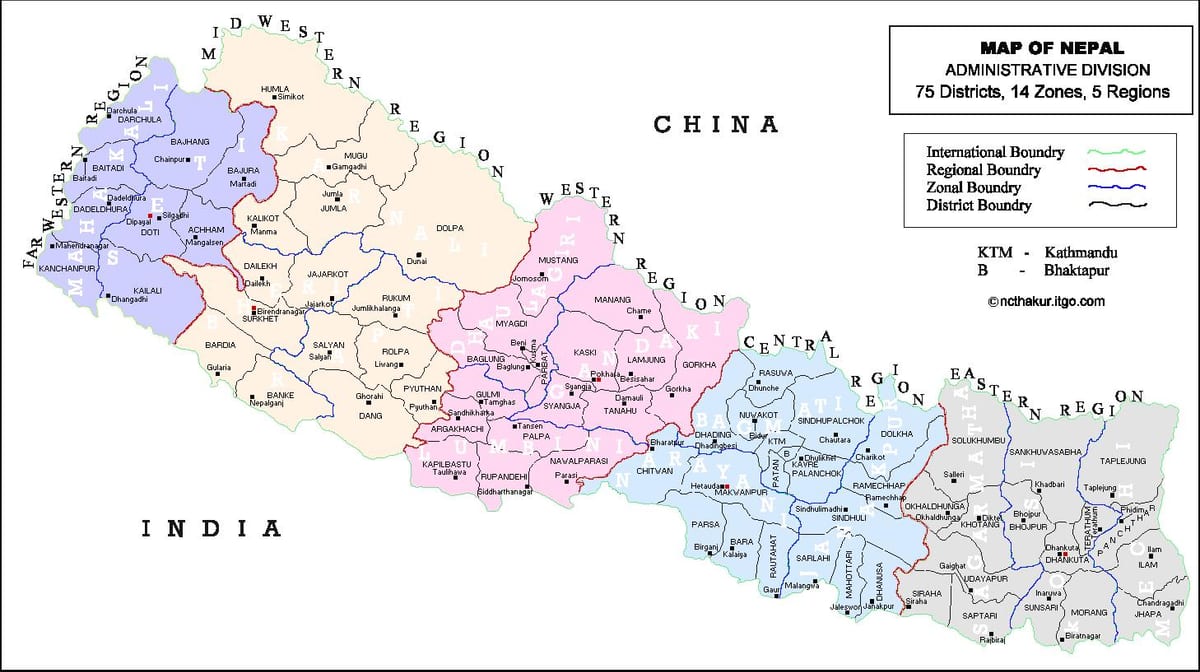 நேபால் அனைத்து மாவட்ட வரைபடம்