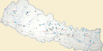 வரைபடம் நேபால் காட்டும் ஆறுகள்